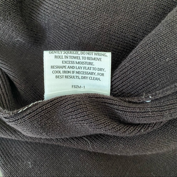 Eileen Fisher Brown Silk Shell Ribbed Knit Top - Picture 6 of 6